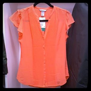 Neon v neck orange blouse